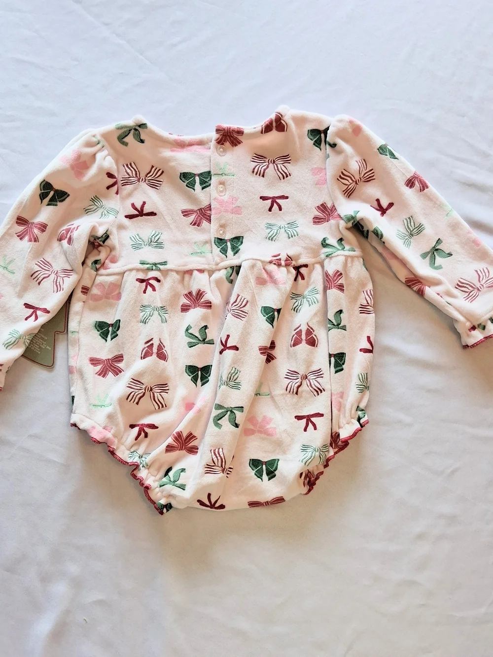 chick pea Bow-Print Long Sleeve Baby One-Piece Pink 6-9m Holiday